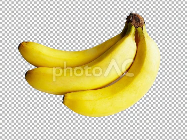 【PSD切抜き】夏収穫バナナ３本　横向き バナナ,果物,フルーツの写真素材