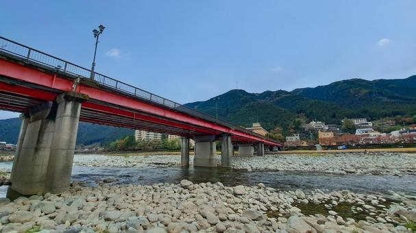 下呂温泉　飛騨川と下呂大橋 下呂温泉,飛騨川,下呂大橋の写真素材