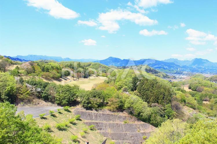 田舎風景 いやし,山,快晴の写真素材