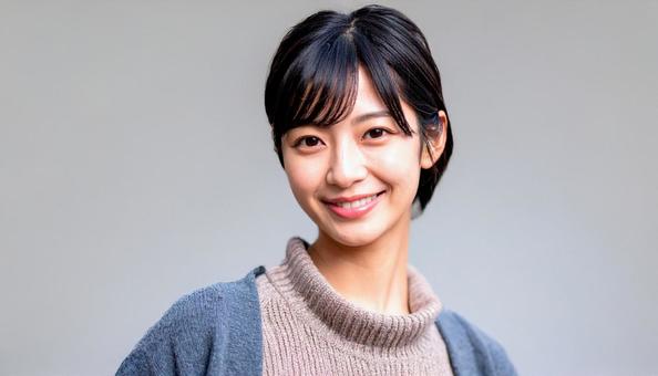 カットモデル笑顔の女性 カットモデル笑顔の女性の写真