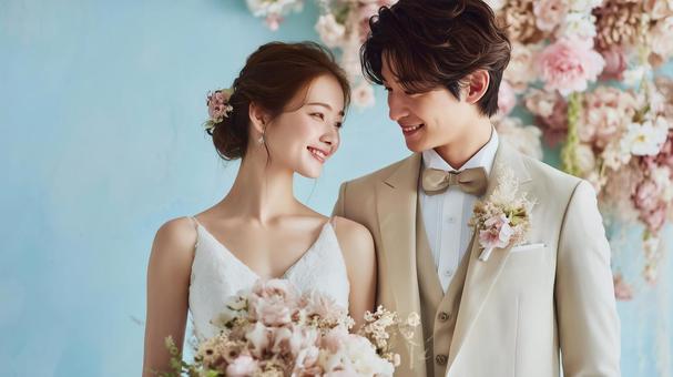 幸せ溢れる笑顔の新郎新婦のウェディング 幸せ溢れる笑顔の新郎新婦のウェディングの写真