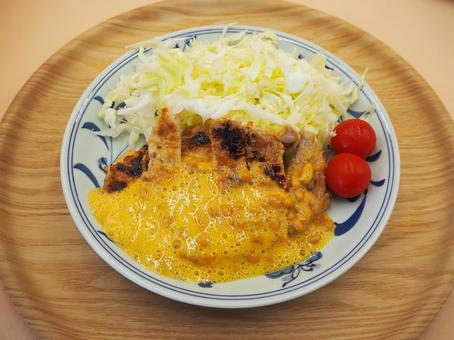 手作り・ポークソテー納豆ソースかけ ポークソテー,ポークソテー納豆かけ,納豆ソースの写真素材