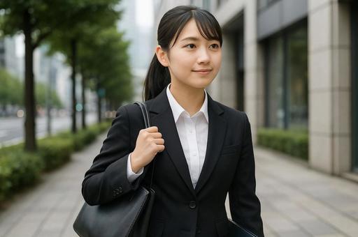 就職面接へ向かう女子学生 就職面接へ向かう女子学生の写真