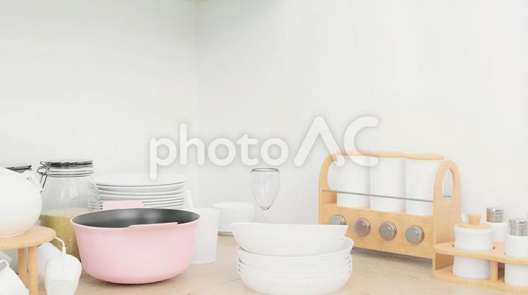 ブログやホームページ用インテリアイメージ キッチン雑貨,部屋,シンプルの写真素材