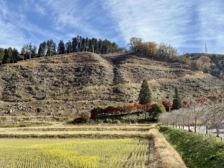 11月　秋の福井県坂井市山奥の景色 自然,山,福井県の写真素材