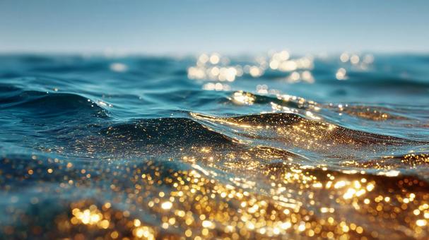 眩しい光が水面を彩る幻想的な海景 眩しい光が水面を彩る幻想的な海景の写真