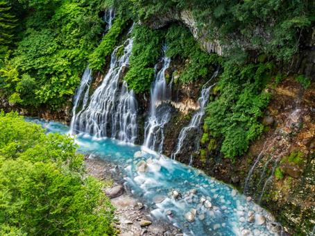 白ひげの滝 白ひげの滝 滝,美瑛,北海道の写真素材