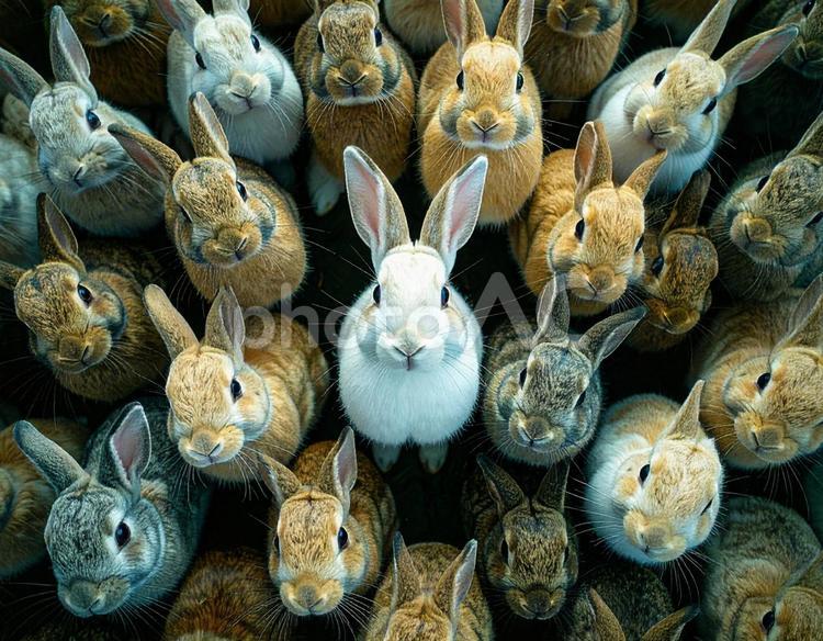 うさぎの群れ 兎,ウサギ,うさぎの写真素材