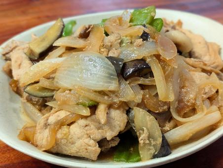 豚肉と夏野菜炒め 豚肉と夏野菜炒め 豚肉,ナス,ピーマンの写真素材