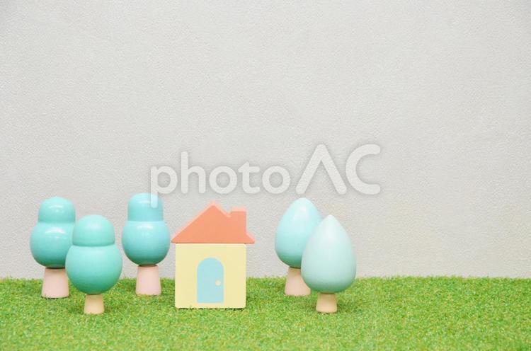 積み木の家と木 積み木,住宅,不動産の写真素材