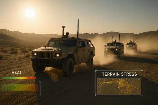 砂漠車隊の走行解析の写真