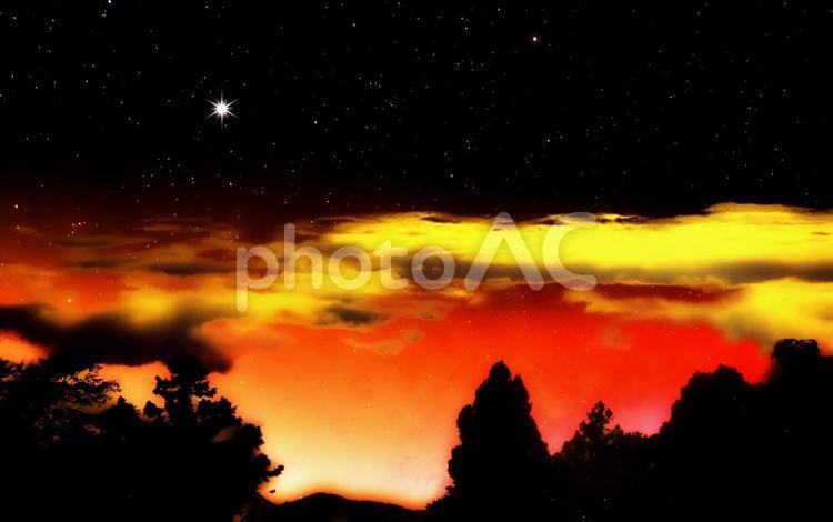 幻想の夜空・イメージ 夜空,星空,夜景の写真素材