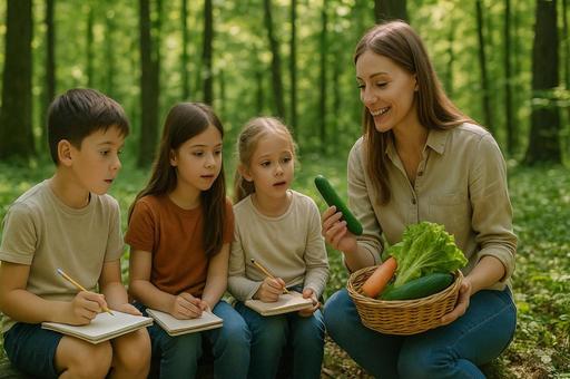 野外学習と野菜観察 野外学習と野菜観察の写真