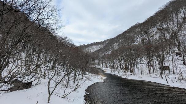 冬の奥入瀬 冬の奥入瀬 冬の景色,青森,雪の写真素材