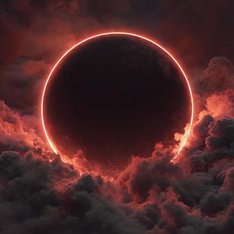 黒い太陽と燃える光輪 黒い太陽と燃える光輪の写真