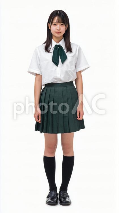学生服を着た女の子の全身ショット 女の子,人物,ポートレートの写真素材
