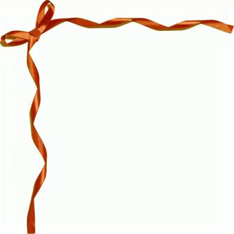 リボン　オレンジ　シンプル　飾り リボン,フレーム,おしゃれの写真素材