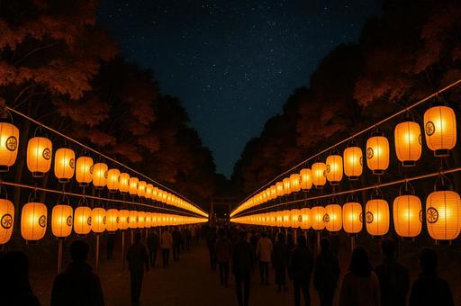 提灯が連なる様子 提灯が連なる様子の写真