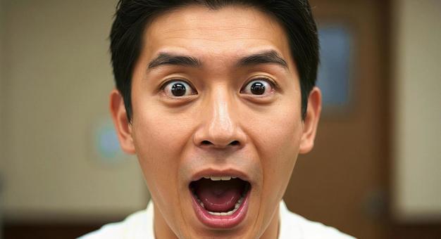 驚く男性の写真