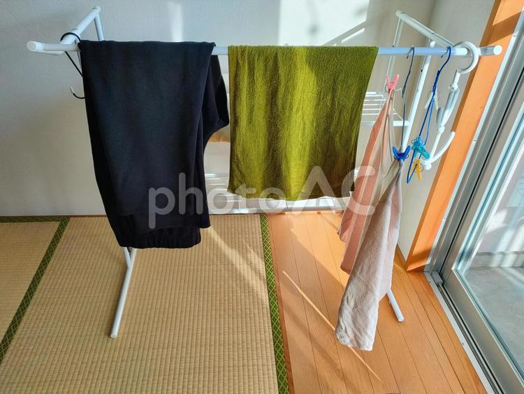 一人暮らしの部屋干し 洗濯物,部屋干し,一人暮らしの写真素材