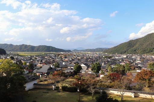 出石城跡　本丸跡からみた出石の町の写真