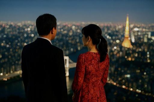 夜景を眺める大人カップル② 夜景を眺める大人カップル②の写真