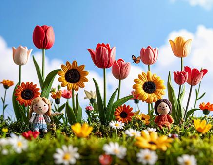 花と人形のミニチュア 花と人形のミニチュアの写真