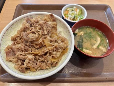 牛丼セット 肉料理,肉,料理の写真素材