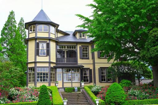 Photo, a western style building, garden, diplomat's house, 
