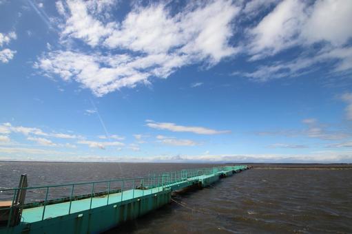 桟橋 空,風景,屋外での写真素材