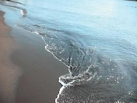 波打ち際 波,砂浜,波打ち際の写真素材