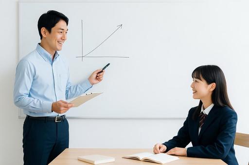 先生が生徒に説明する様子 先生が生徒に説明する様子の写真