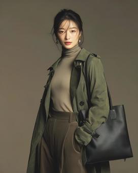 秋冬コーデの女性 秋冬コーデの女性の写真