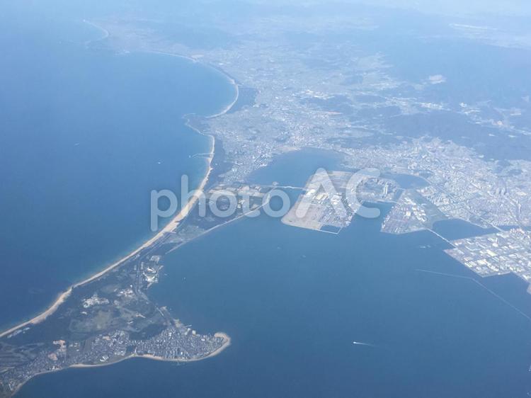 福岡県の上空から 旅,海,空の写真素材