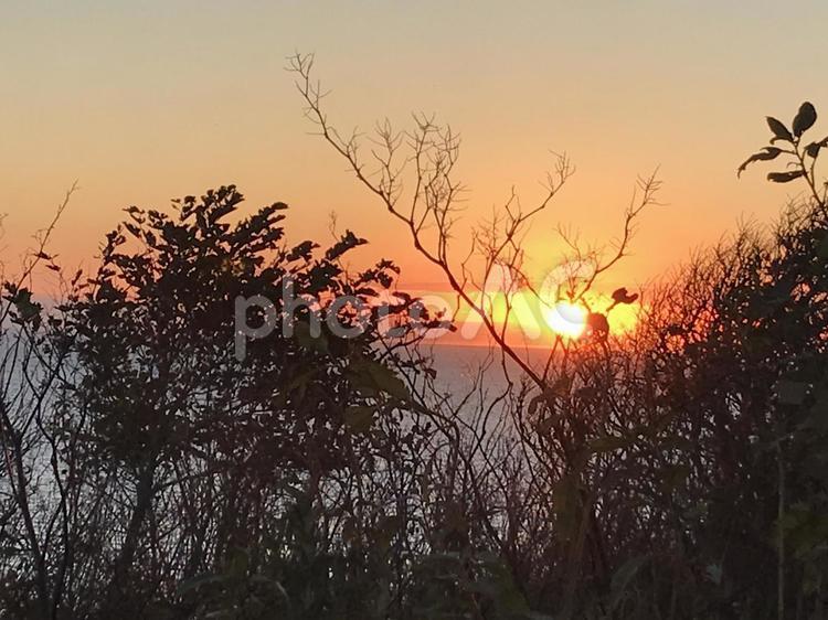 北海道の夕日 夕焼け,風景,自然の写真素材