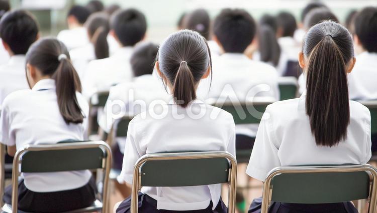 講義中の教室の様子 学生,後ろ姿,背中の写真素材