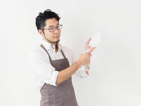 Image of a man doing a rag, dad, household chores, cleaning, JPG