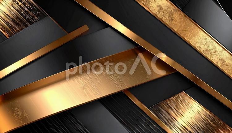 ブラックとゴールドの金属背景　幾何学模様 黒,ゴールド,ラインの写真素材