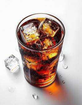 氷と泡の冷たいコーラ 氷と泡の冷たいコーラの写真