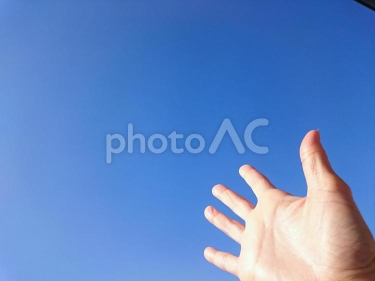 青空と手のひら 1,ぼかし,バックグランドの写真素材