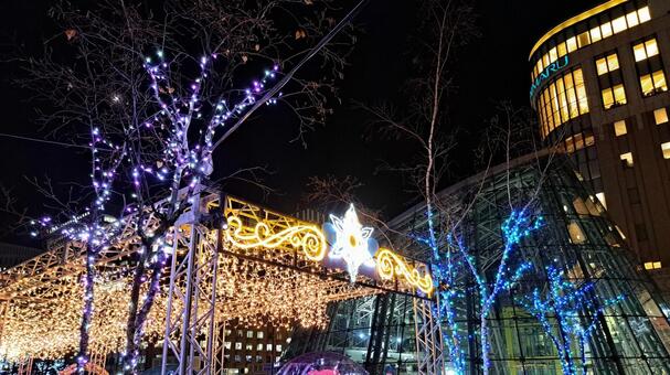 札幌駅　2025ホワイトイルミネーション イルミネーション,札幌駅,南口の写真素材