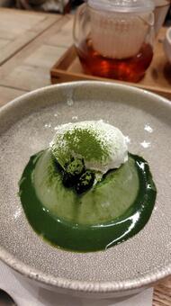 抹茶プリン プリン,スイーツ,甘味の写真素材