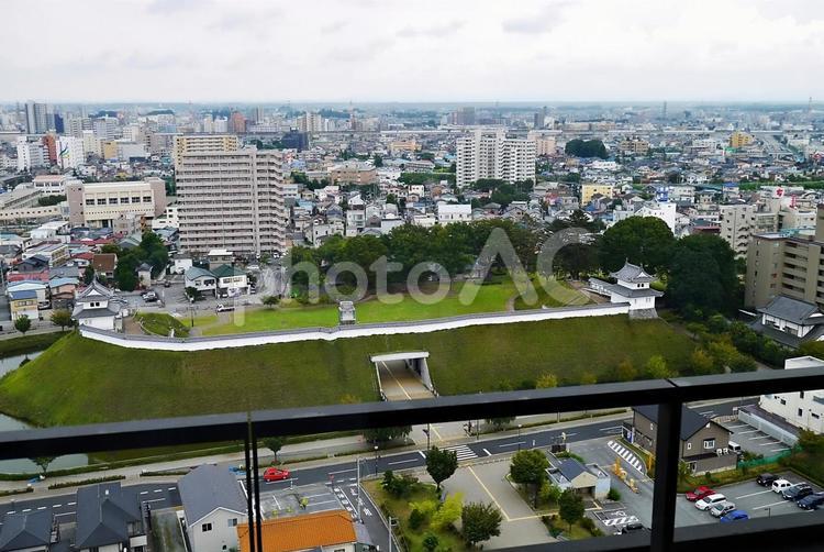 宇都宮市役所から望む市街地風景 宇都宮城址公園,城跡,園地の写真素材