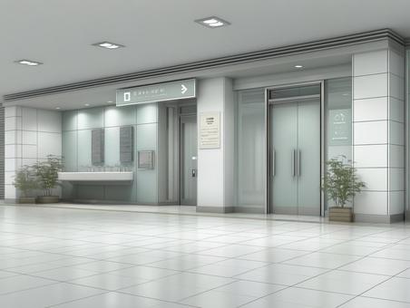 現代的な公共トイレの入口インテリアの写真