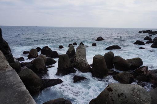 防波ブロック 波,水,浜辺の写真素材
