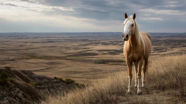 野生馬の力強い眼差し 野生馬の力強い眼差しの写真