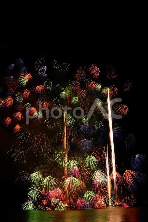 夜空を彩る華やかな打ち上げ花火 花火,夜,夜空の写真素材