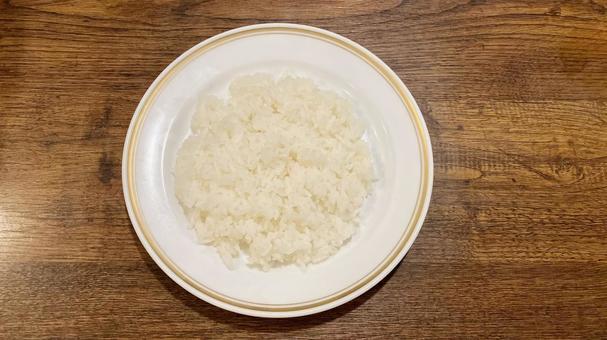 ライス/洋皿/金縁 白ごはん,白米,ご飯の写真素材
