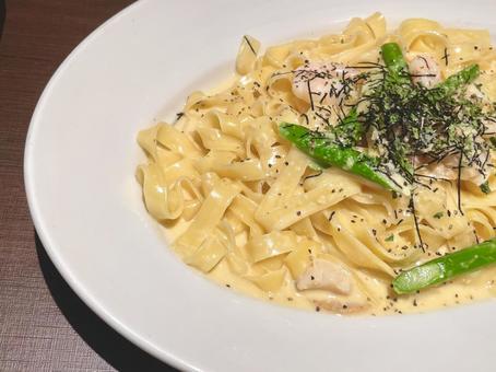 カルボナーラ カルボナーラ カルボナーラ,フェットチーネ,パスタの写真素材