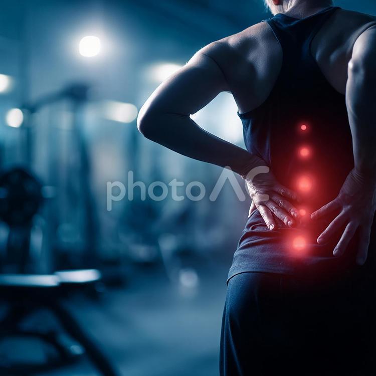 腰に手を当てる男性 腰痛,痛み,アスリートの写真素材